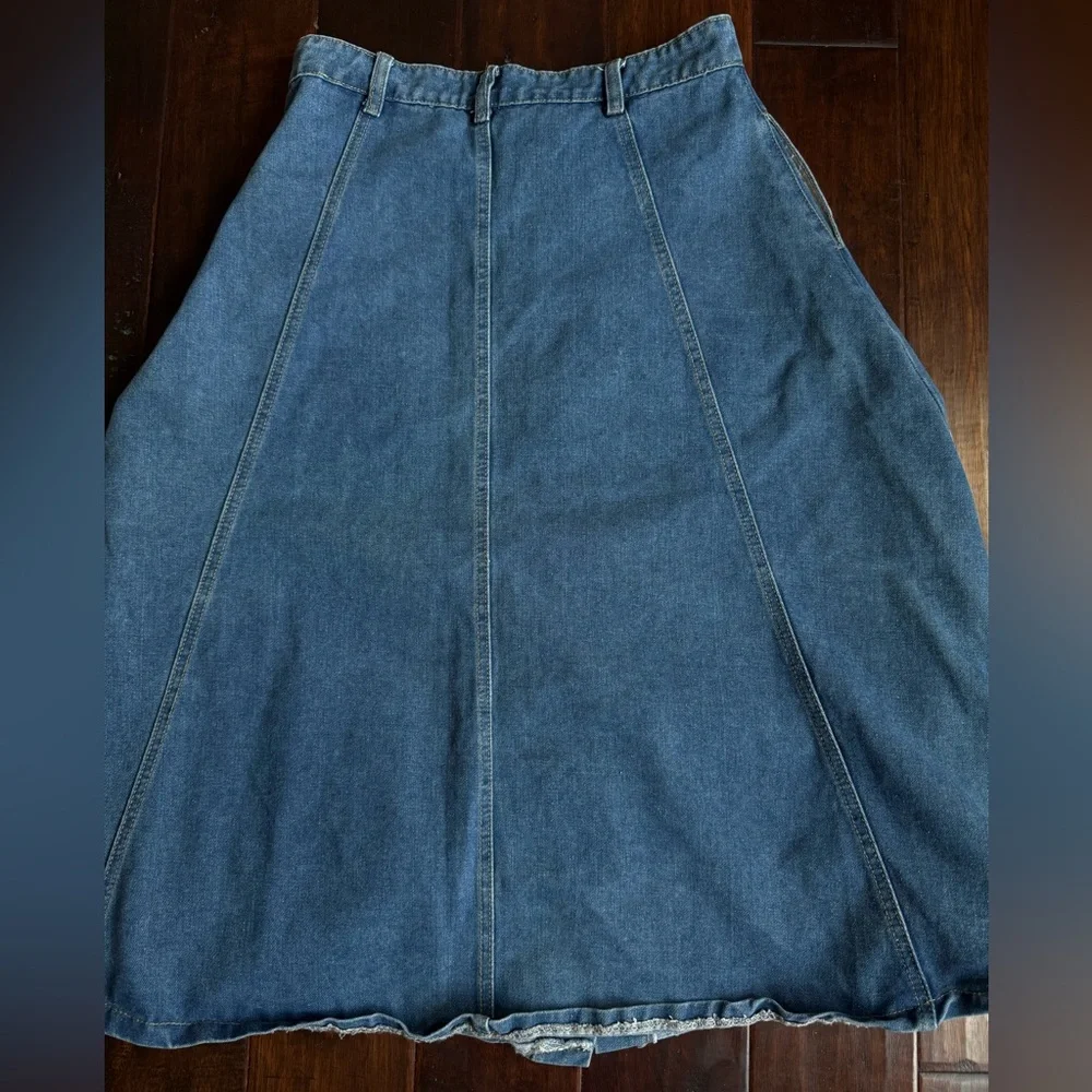 NFS Vintage 90s Denim Button-Front A-Line Skirt by Evidence - Picture 4 of 6